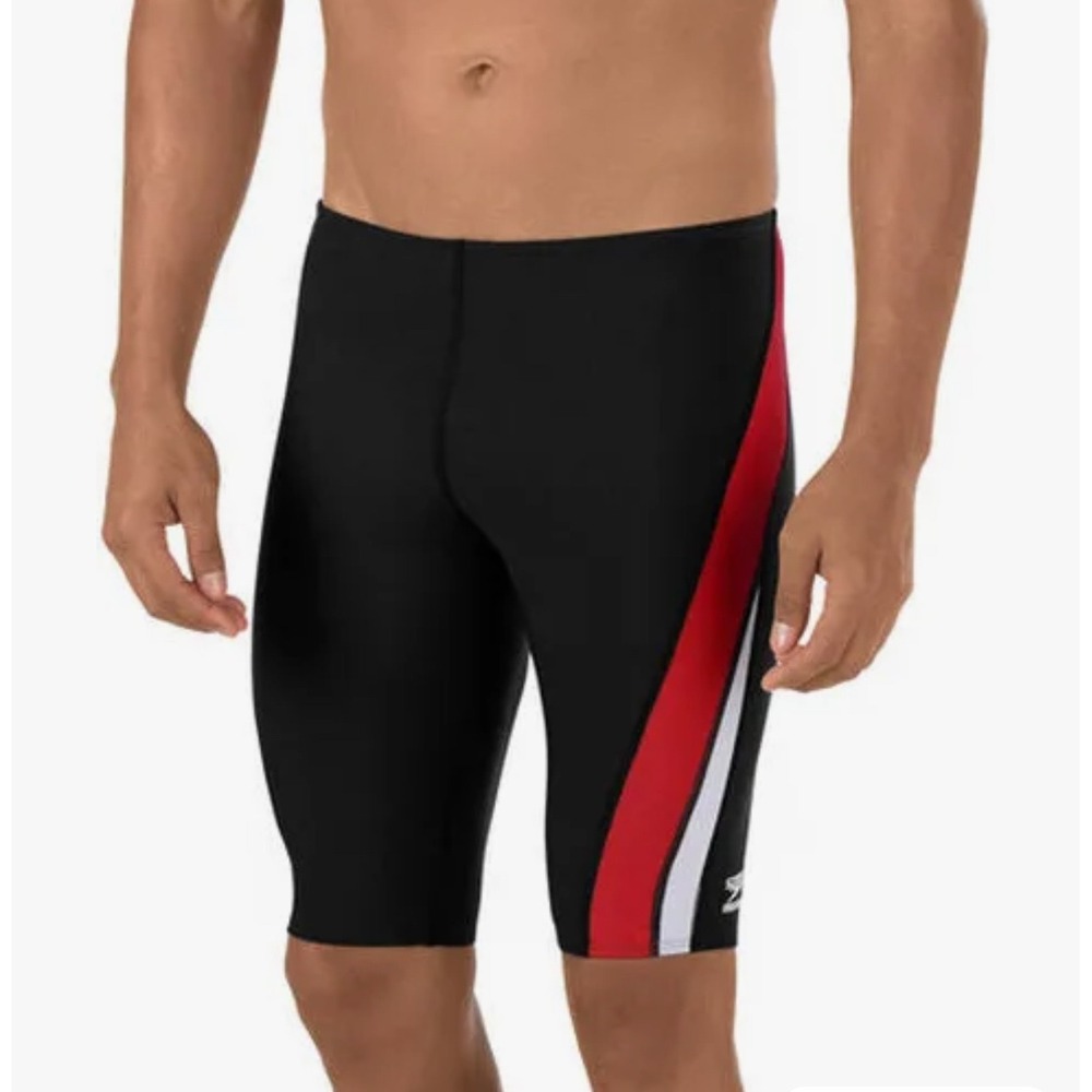 Speedo Boys Launch Splice Endurance+‎ Jammer Swimsuit Black Red Size 22- 7yr old
